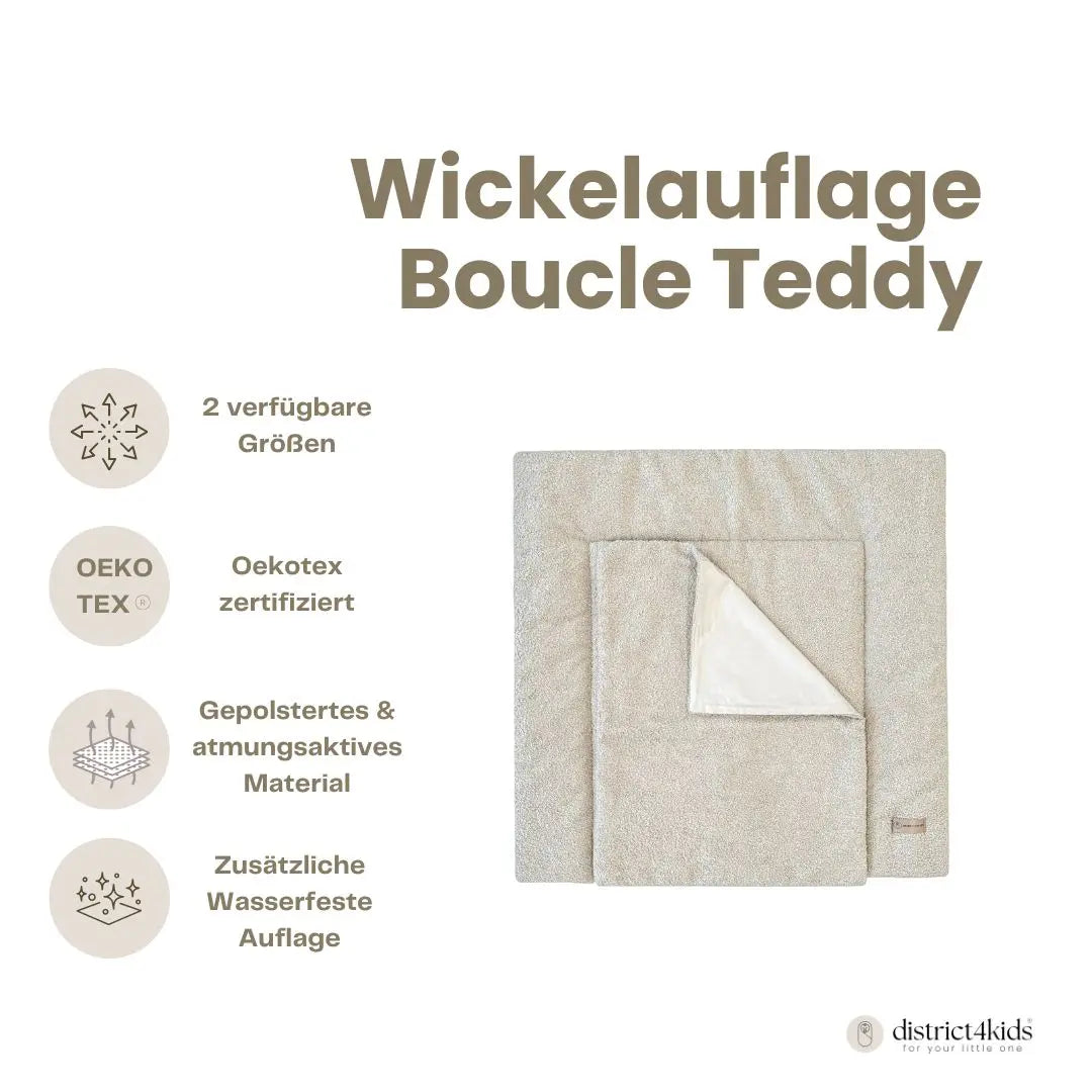 Wickelauflage Teddy Bouclé mit Unterlage – natürlich & kuschelig für dein Baby District for Kids