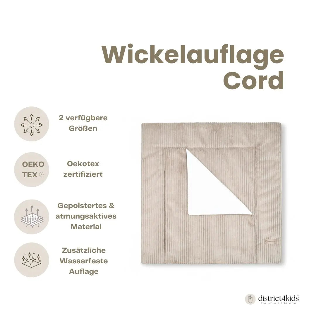 Wickelauflage Cord mit Unterlage – natürlich & kuschelig für dein Baby District for Kids