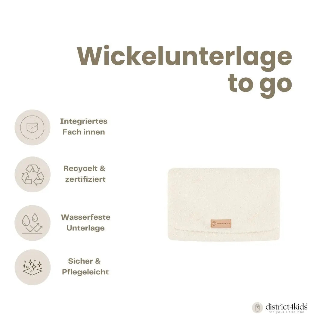 Wickelunterlage Teddystoff Bouclé – Windeltasche für unterwegs District for Kids