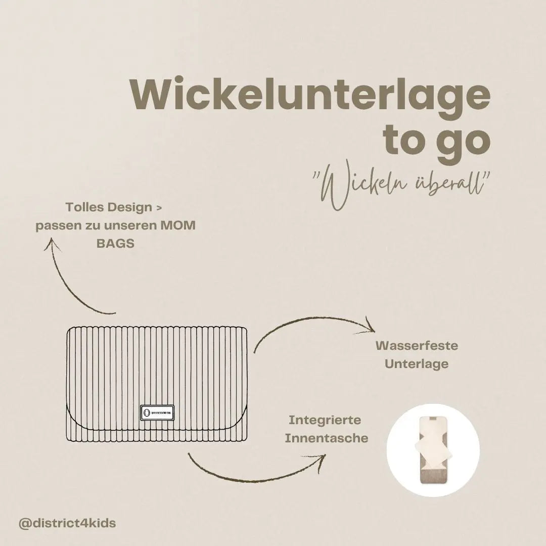 Wickelunterlage Cord – kompakte Windeltasche für unterwegs District for Kids