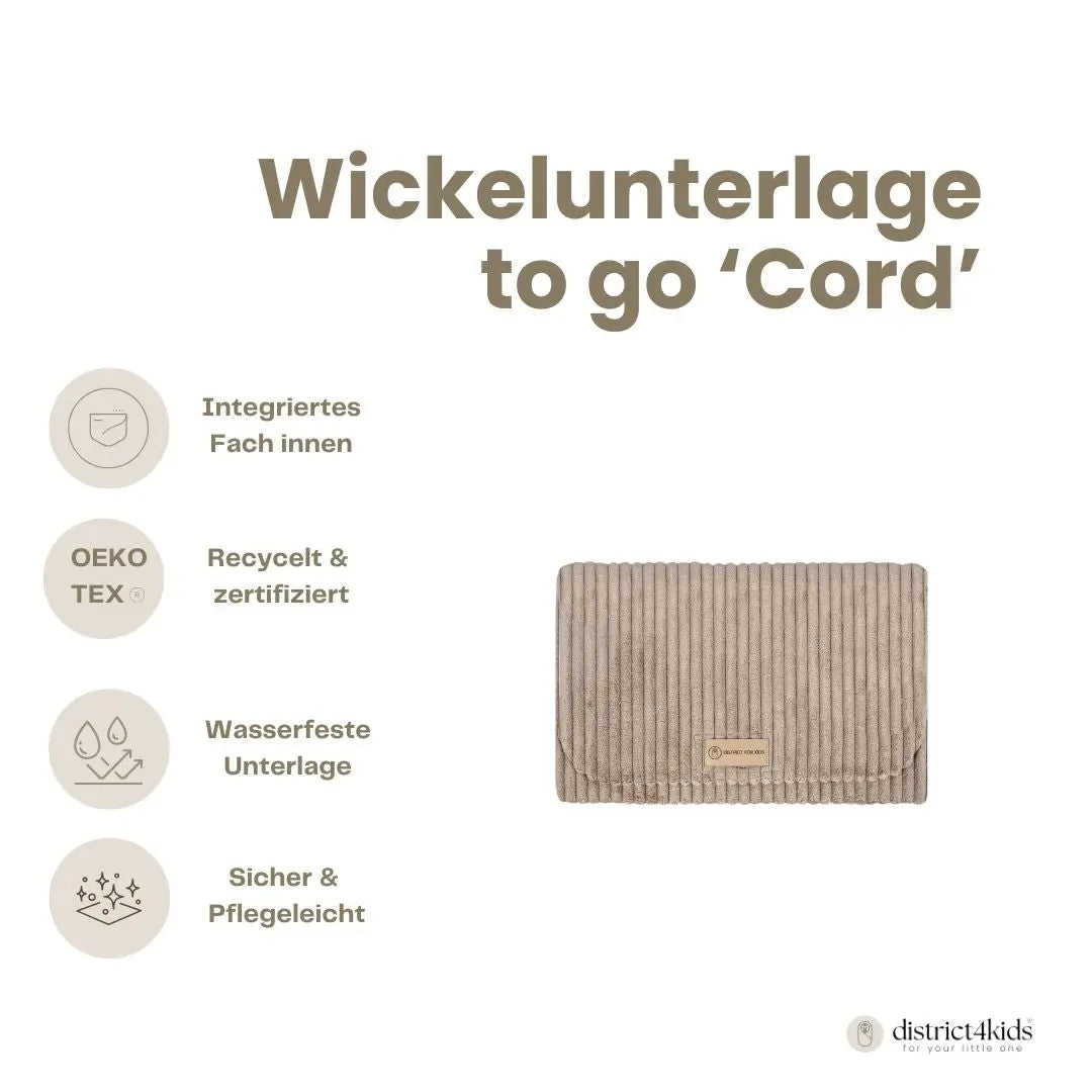 Wickelunterlage Cord – kompakte Windeltasche für unterwegs District for Kids