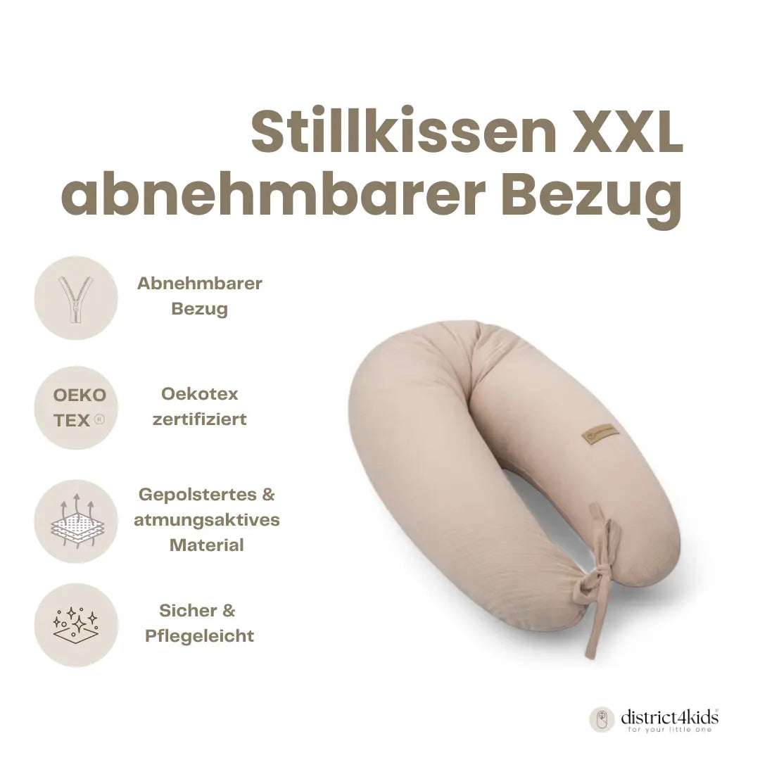 Stillkissen & Schwangerschaftskissen Musselin XXL - ergonomisch & vielseitig District for Kids