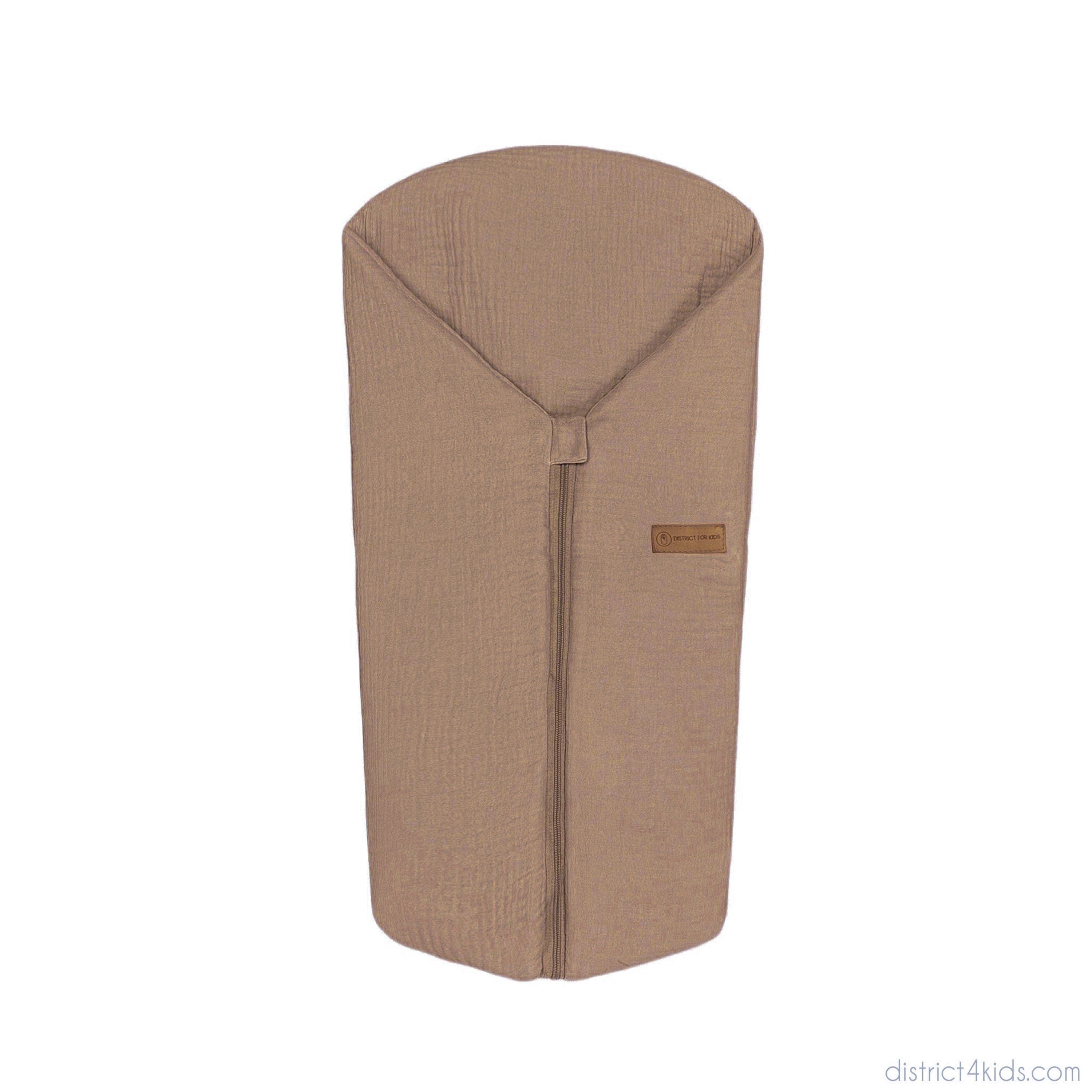 Pucksack Musselin mitwachsend - Ganzjahresschlafsack wärmend & atmungsaktiv - Braun / 80 cm / 2.5 TOG - Pucksack