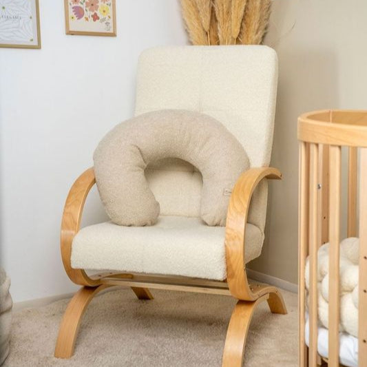 Stillkissen U-Form Teddystoff Boucle mit abnehmbaren Bezug – ergonomisches Mondstillkissen - Stillkissen