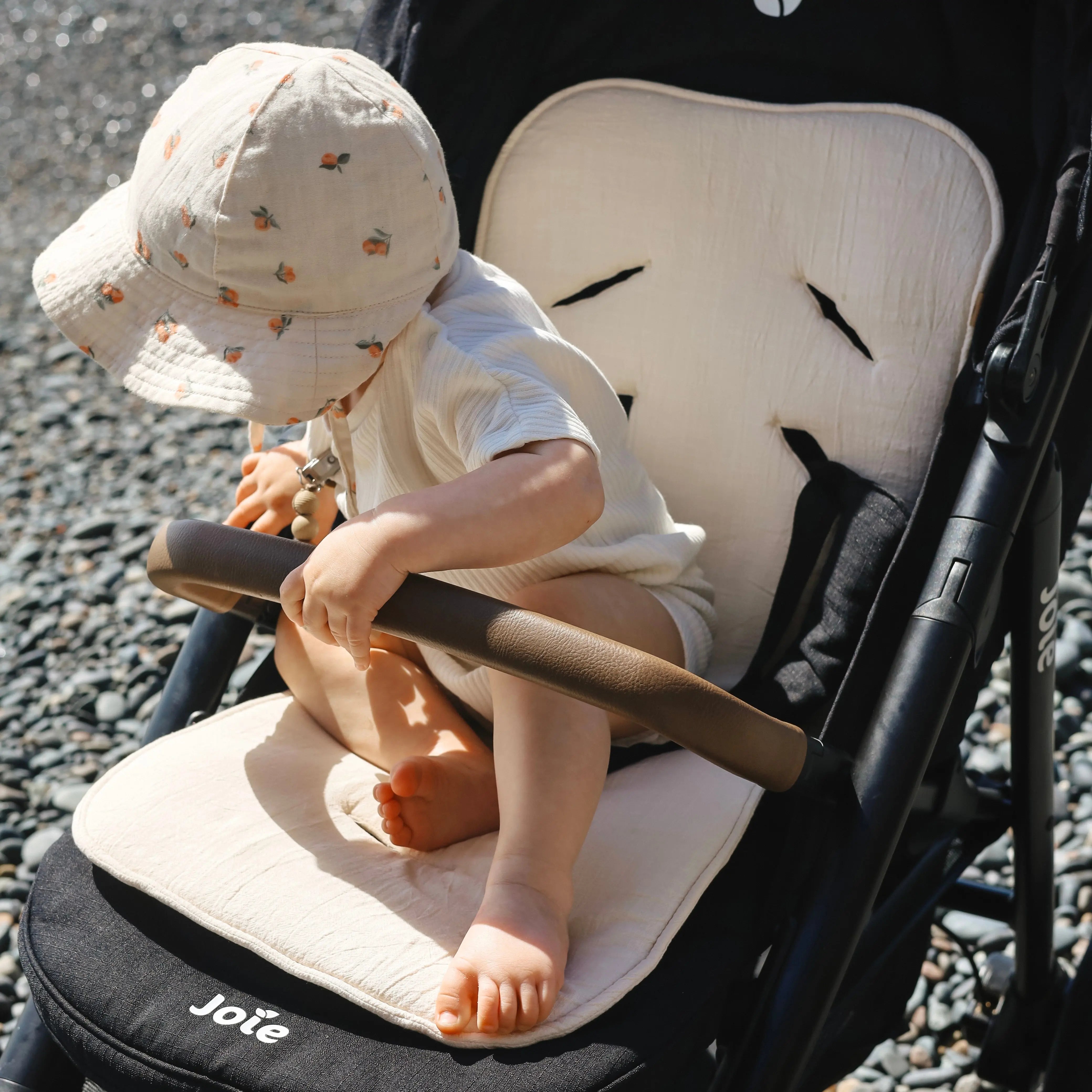 Sitzauflage Leinen Universal für den Kinderwagen-Einschlagdecke Autoschale-District for Kids-Beige-District for Kids
