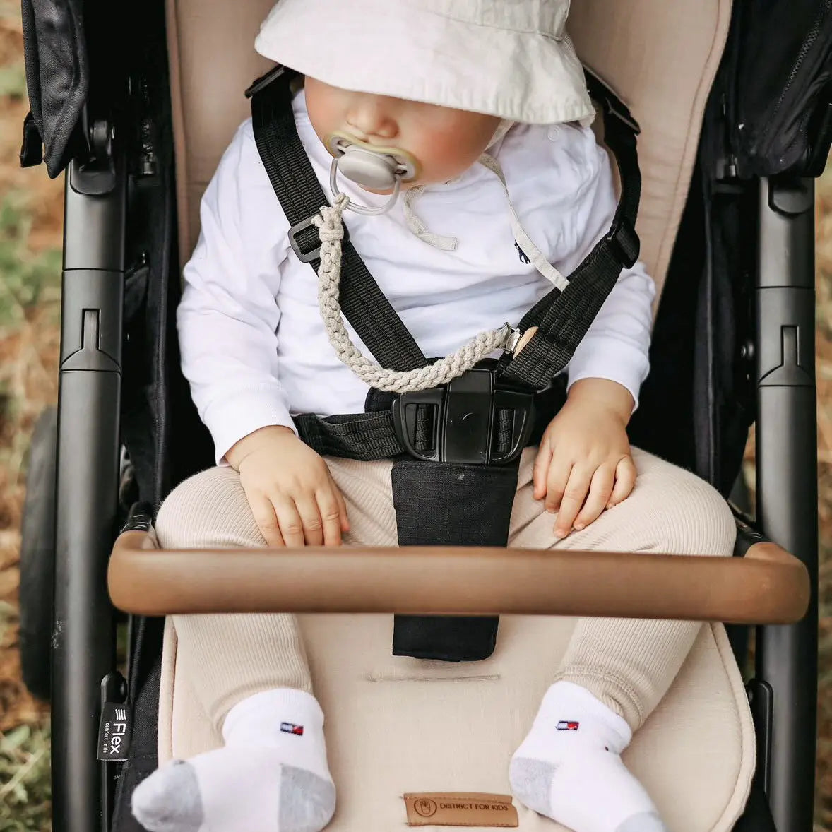 Sitzauflage Leinen Universal für den Kinderwagen-Einschlagdecke Autoschale-District for Kids-Beige-District for Kids