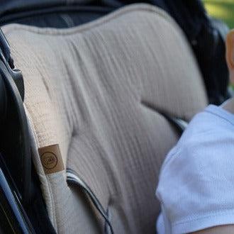 Sitzauflage Universal für den Kinderwagen Musselin - Baumwolle-Einschlagdecke Autoschale-District for Kids-Beige-District for Kids