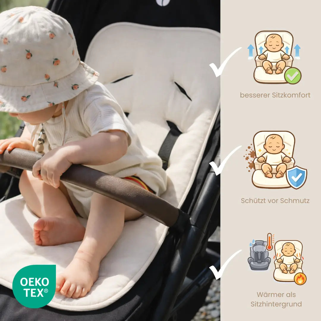 Sitzauflage Bio Baumwolle für den Kinderwagen - universell passend District for Kids