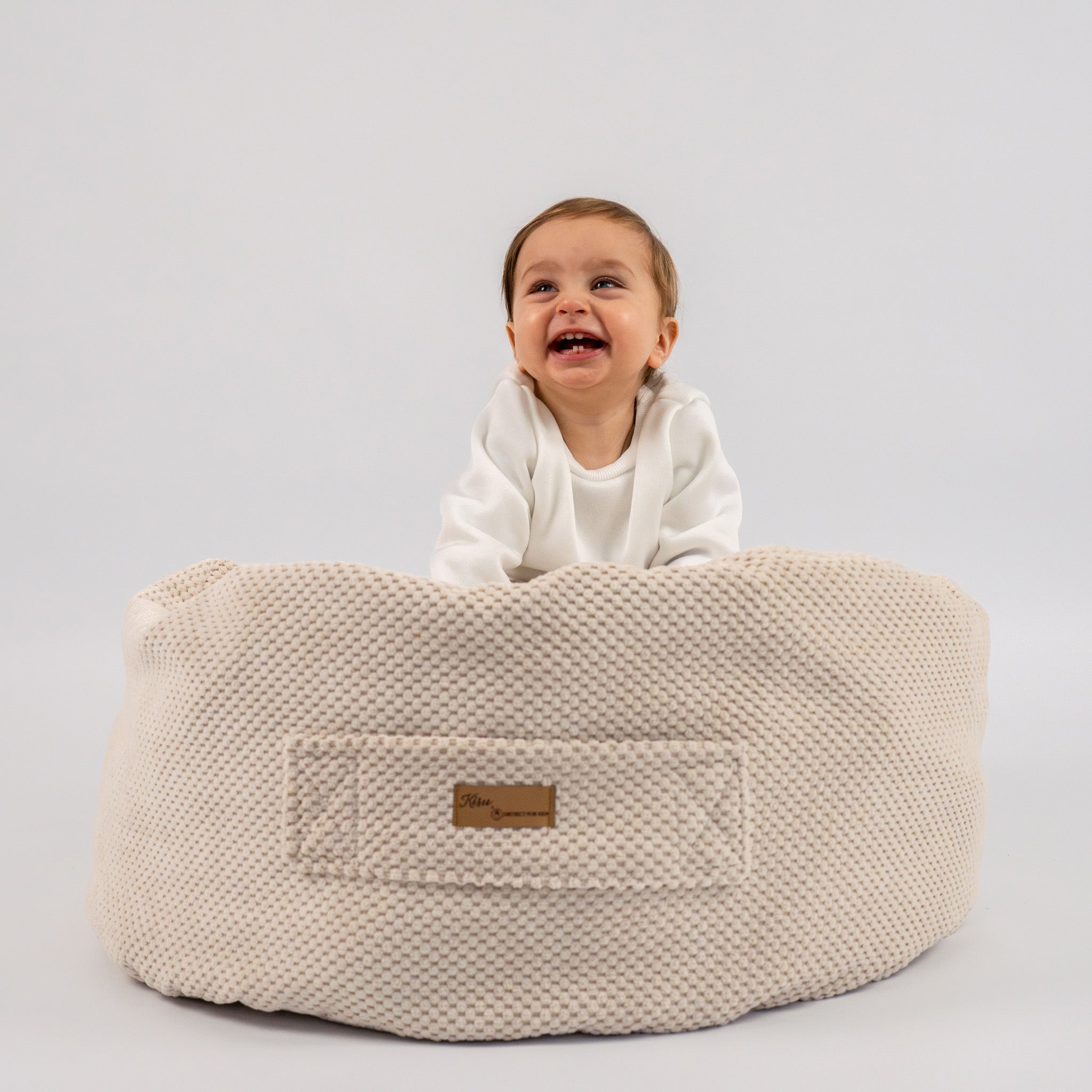 Sitzsack Waffelpique Premium zur Aufbewahrung von Stofftieren | Hide and Seat by Kisu-Sitzsack-District for Kids-Beige-District for Kids