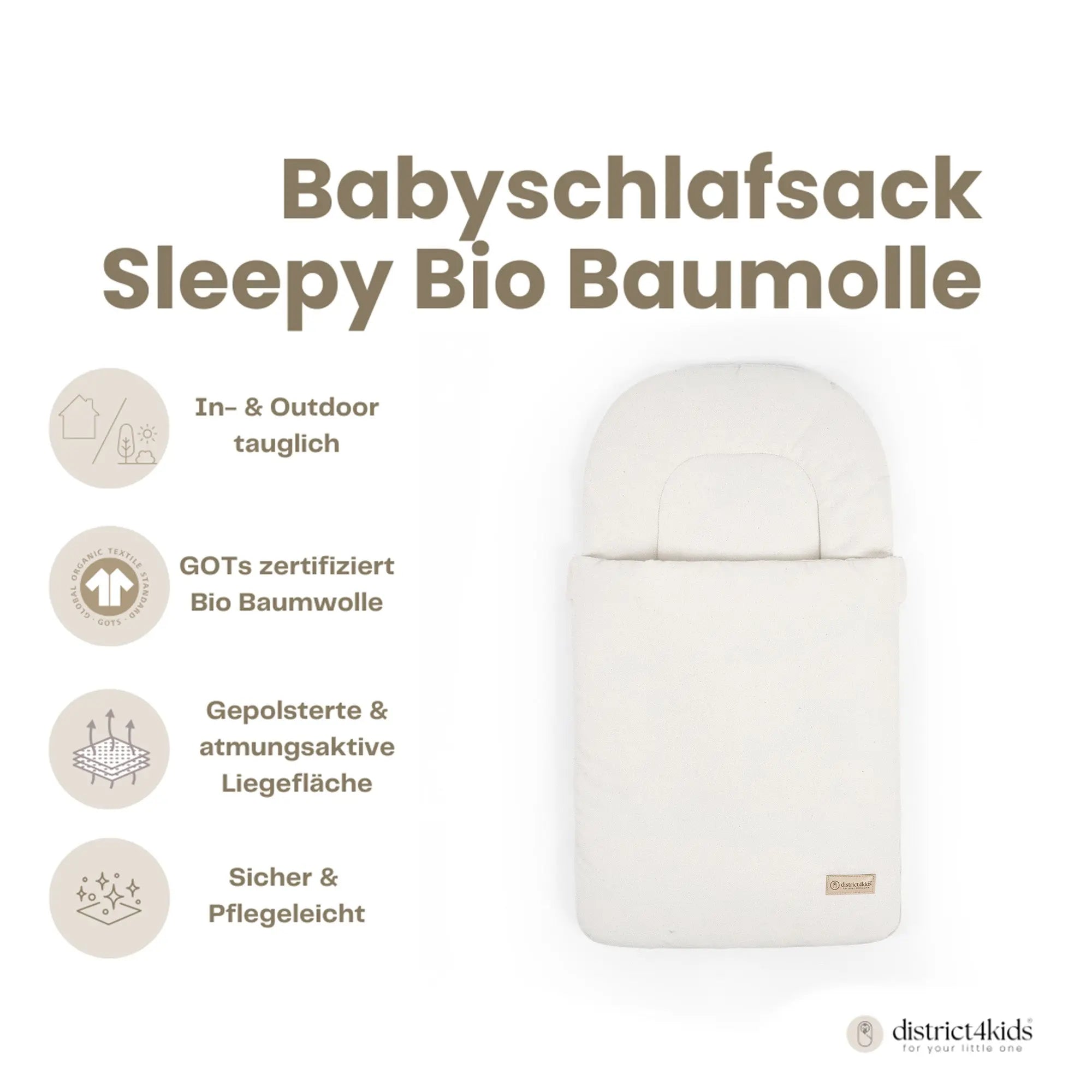 Babyschlafsack Sleepy Bio-Baumwolle | 2.5 TOG Ganzjahresschlafsack District for Kids