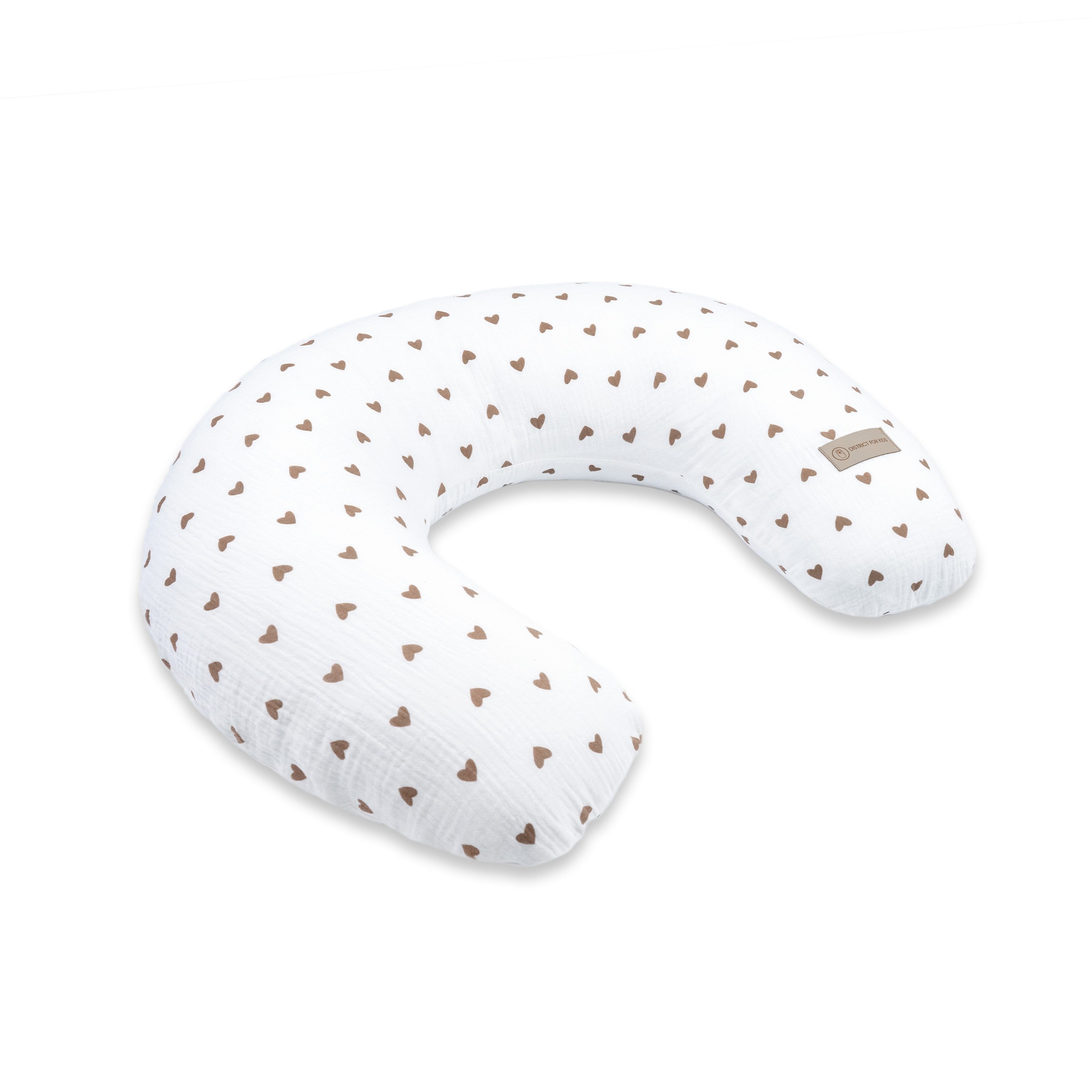 Stillkissen U-Form Musselin Herzen braun mit abnehmbaren Bezug - Herzen braun - Stillkissen