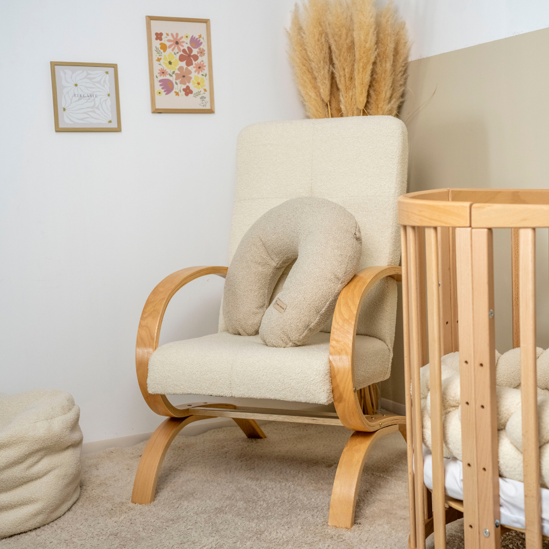 Stillkissen U-Form Teddystoff Boucle mit abnehmbaren Bezug – ergonomisches Mondstillkissen - Stillkissen