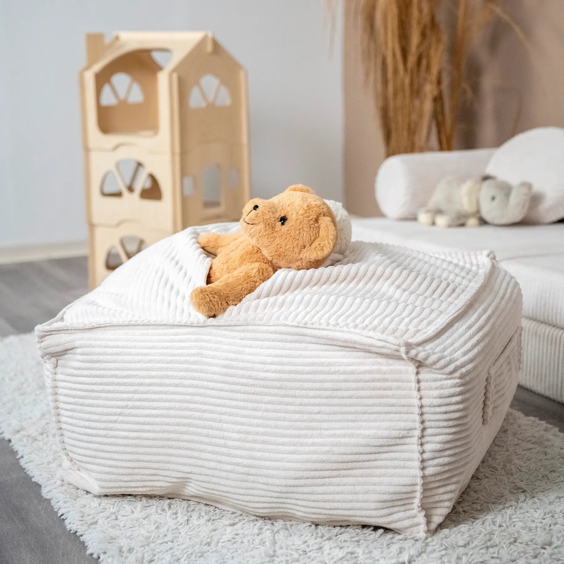 Sitzsack Cube Cord mit Stauraum | Hide and Seat District for Kids