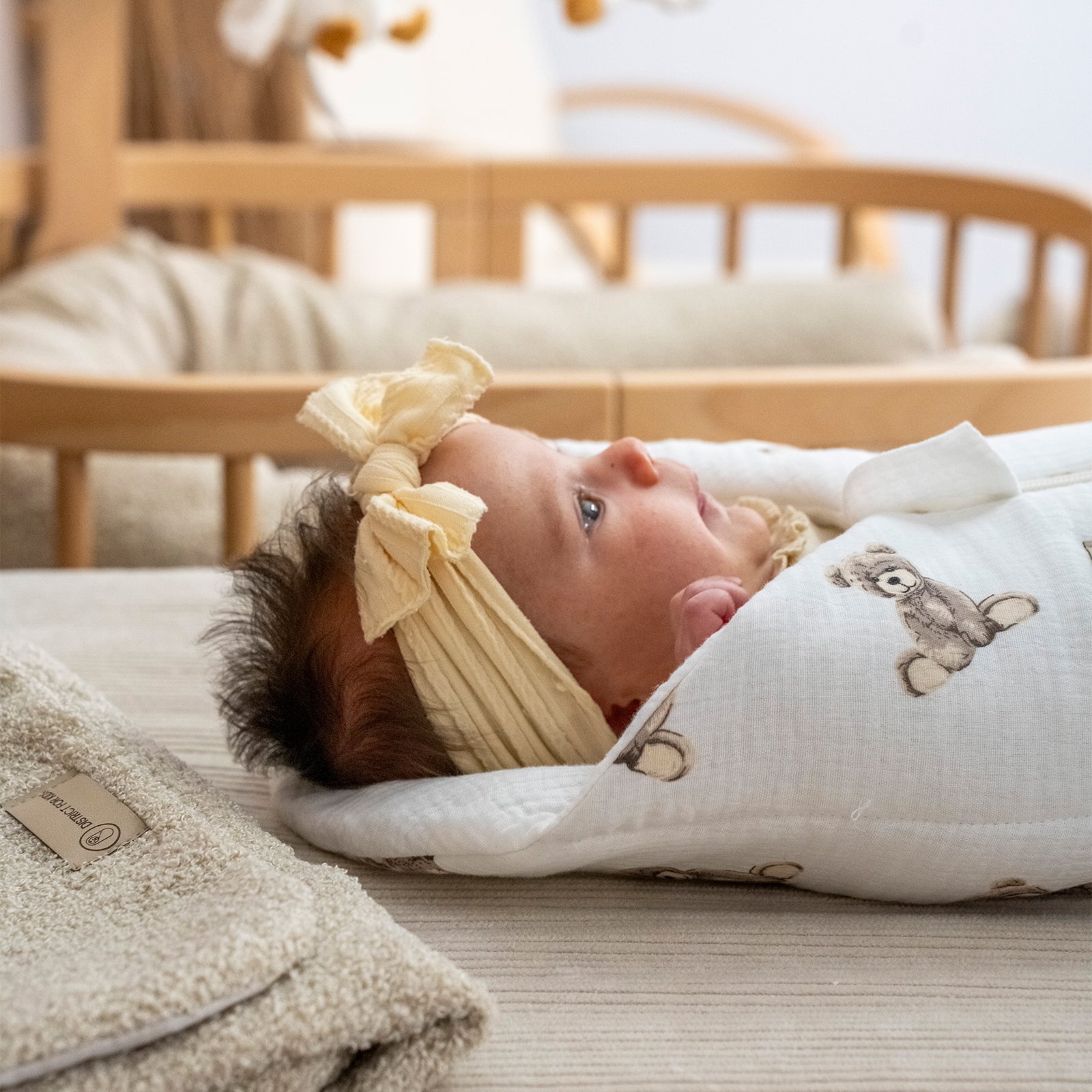 Pucksack Musselin Teddybär mitwachsend – Ganzjahres Babyschlafsack ab Geburt - Pucksack