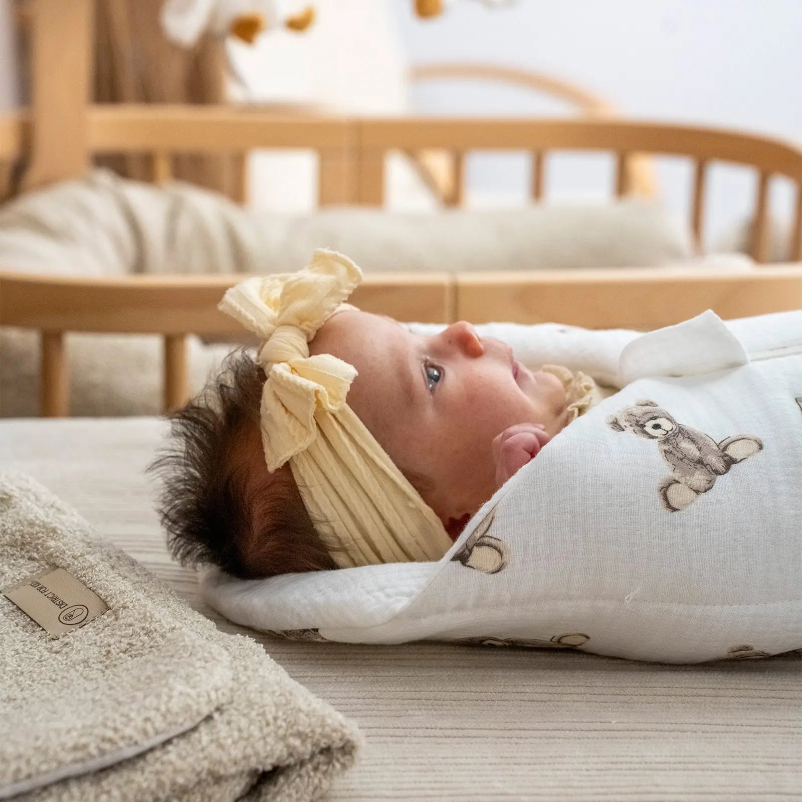 Pucksack Musselin Teddybär mitwachsend – Ganzjahres Babyschlafsack ab Geburt - Pucksack