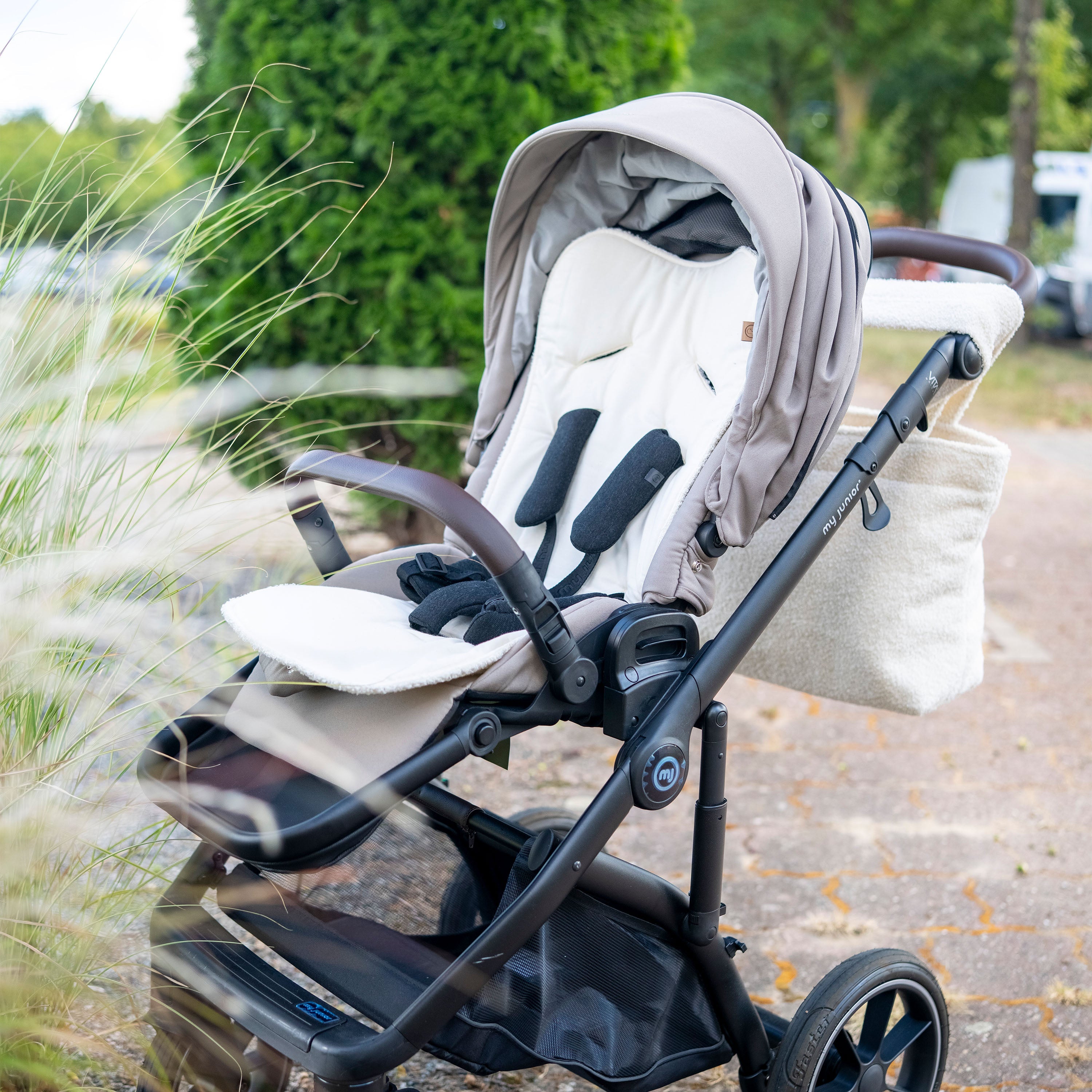 Sitzauflage Bio Baumwolle für den Kinderwagen - universell passend Natur Zubehör für Kinderwagen