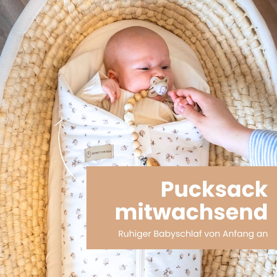 Pucksack Baumwolle Rosen mitwachsend – Ganzjahres Babyschlafsack & Einschlafhilfe - Pucksack
