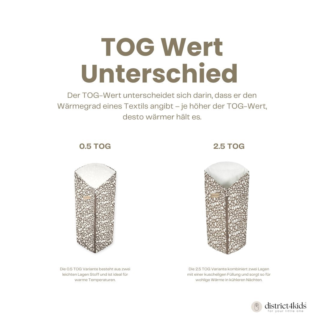 Pucksack Musselin Leopard mitwachsend - Ganzjahres Babyschlafsack - Pucksack