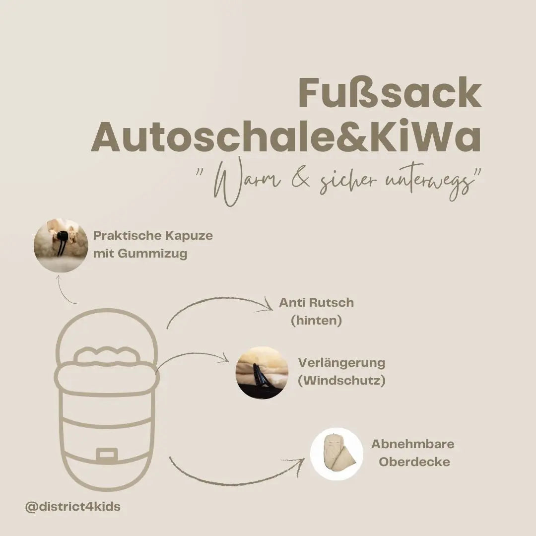 Winterfußsack wasserabweisend Innenfutter aus Merinowolle - Kinderwagen - Winterfußsack
