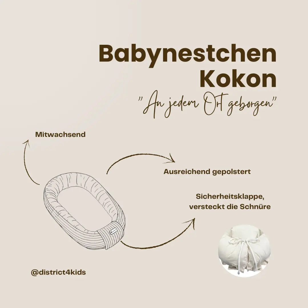 Babynestchen Baumwolle Rüschen – Verspielter mitwachsender Baby-Kokon - Babynestchen