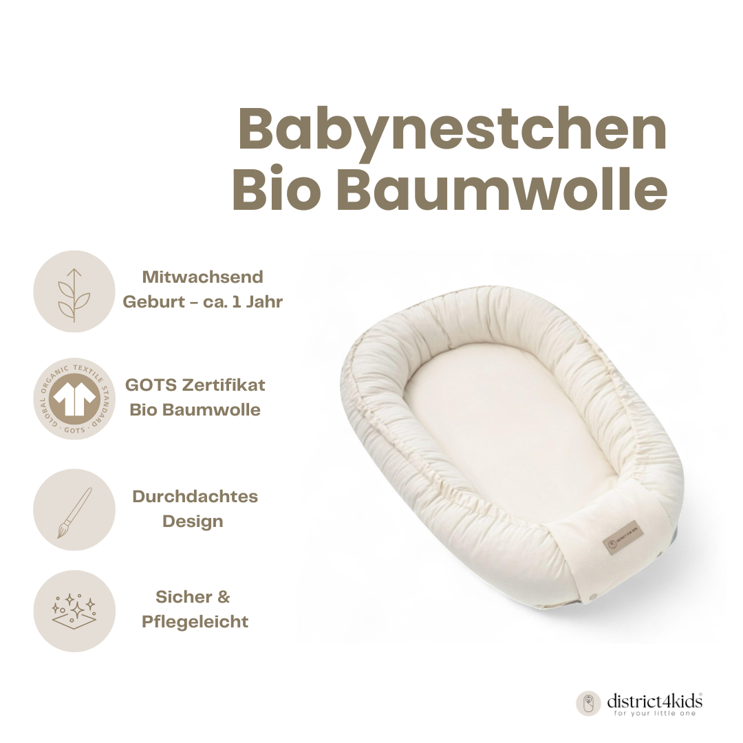 Babynestchen Bio Baumwolle – mitwachsender & nachhaltiger Baby-Kokon - Natur - Babynestchen