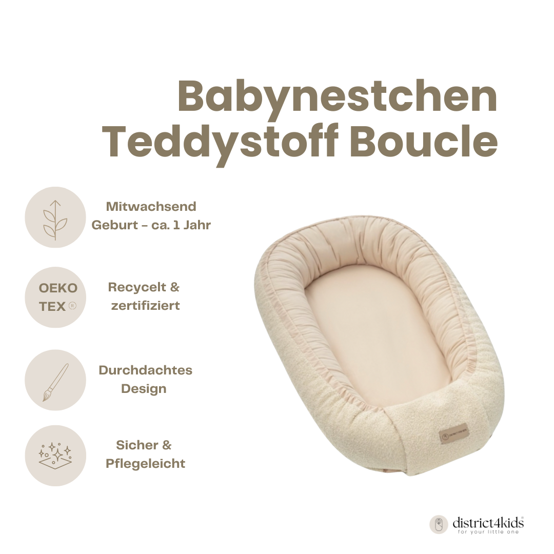 Babynestchen Teddystoff-Boucle – mitwachsender Baby-Kokon - Babynestchen