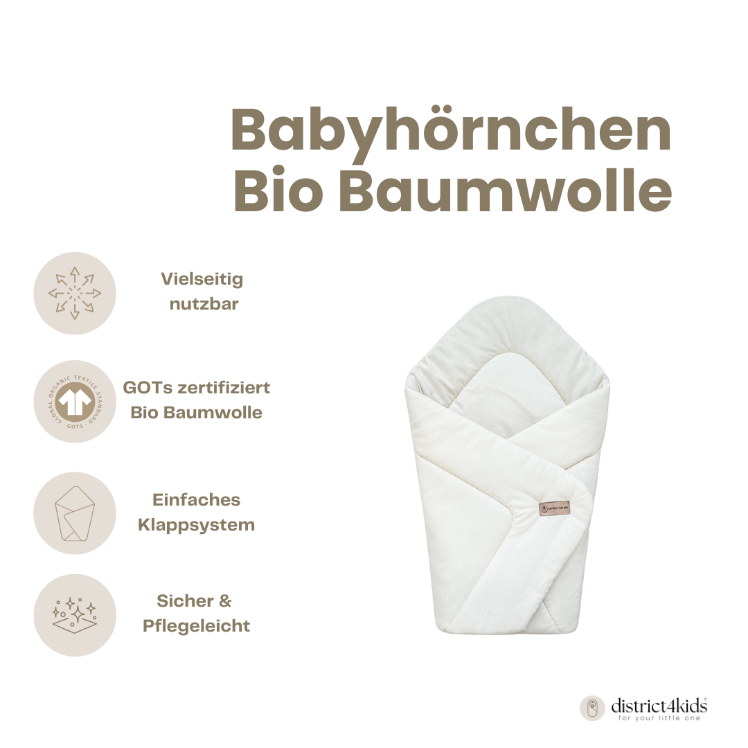 Babyhörnchen aus 100% Bio Baumwolle – Nachhaltige & kuschelige Einschlagdecke Natur / 2.5 TOG Einschlagdecke