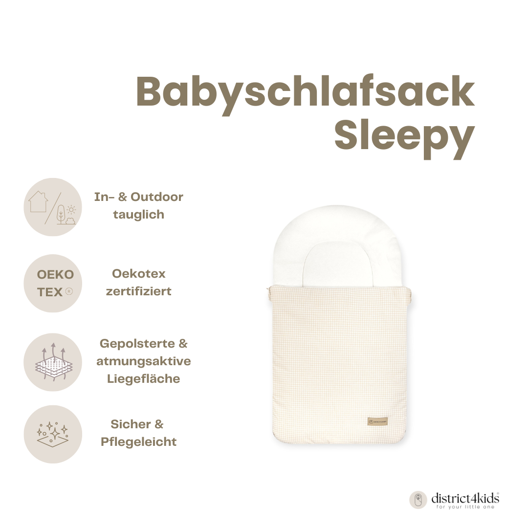 Babyschlafsack Sleepy Baumwolle kariert – Ganzjahresschlafsack - Babyschlafsack