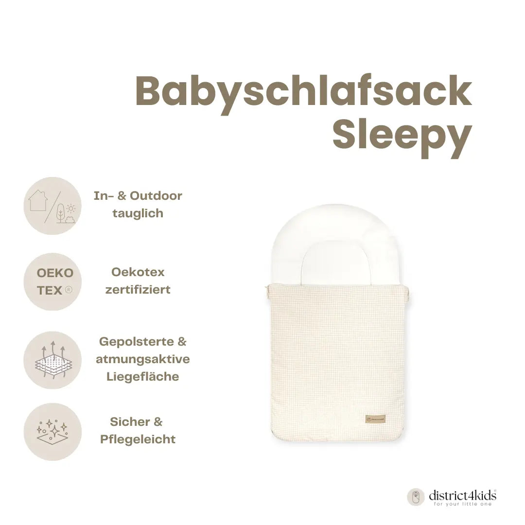 Babyschlafsack Sleepy Baumwolle kariert – Ganzjahresschlafsack - Babyschlafsack