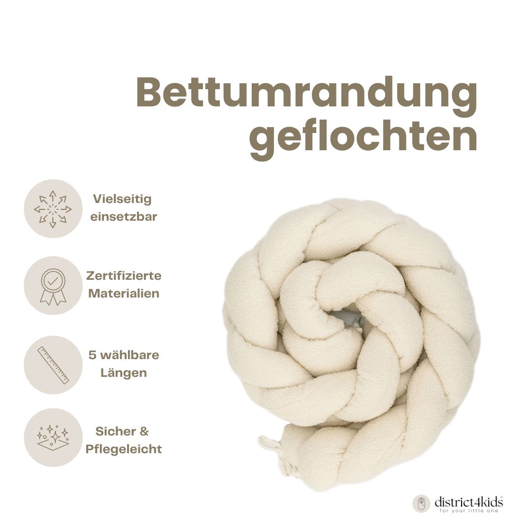 Bettschlange geflochten Teddystoff Bouclé – Kuschelige Bettumrandung - Baby & Kleinkind