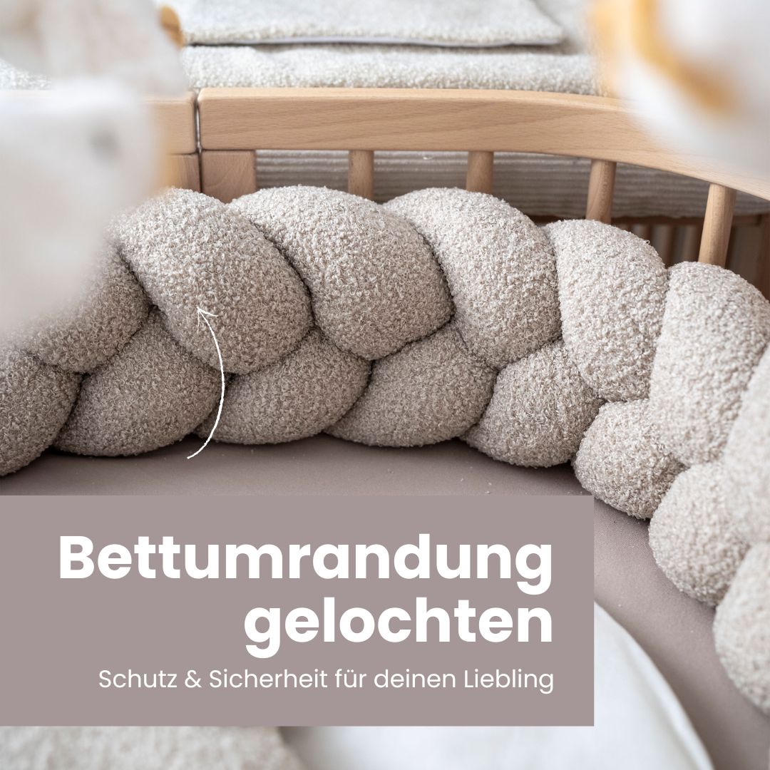 Bettschlange geflochten Teddystoff Bouclé – Kuschelige Bettumrandung - Baby & Kleinkind