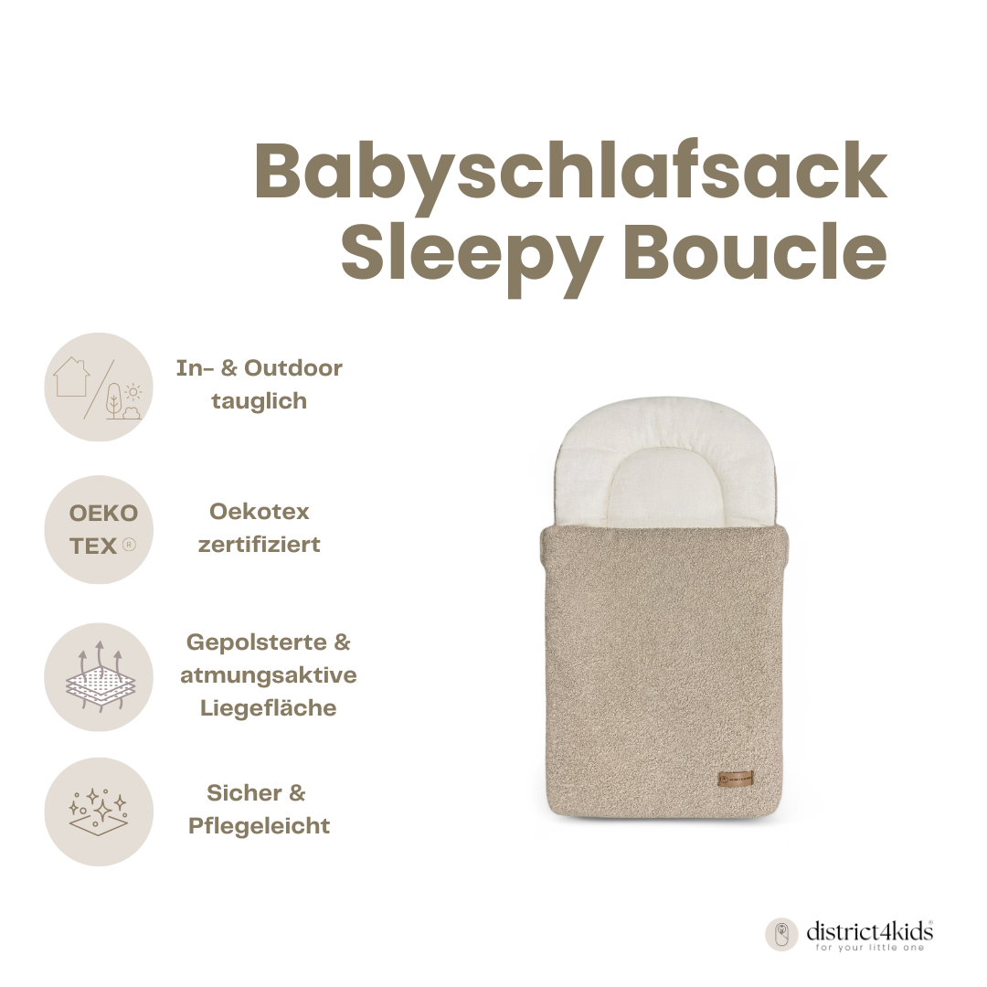 Babyschlafsack Sleepy Teddystoff Boucle - kuscheliger Ganzjahresschlafsack - Babyschlafsack