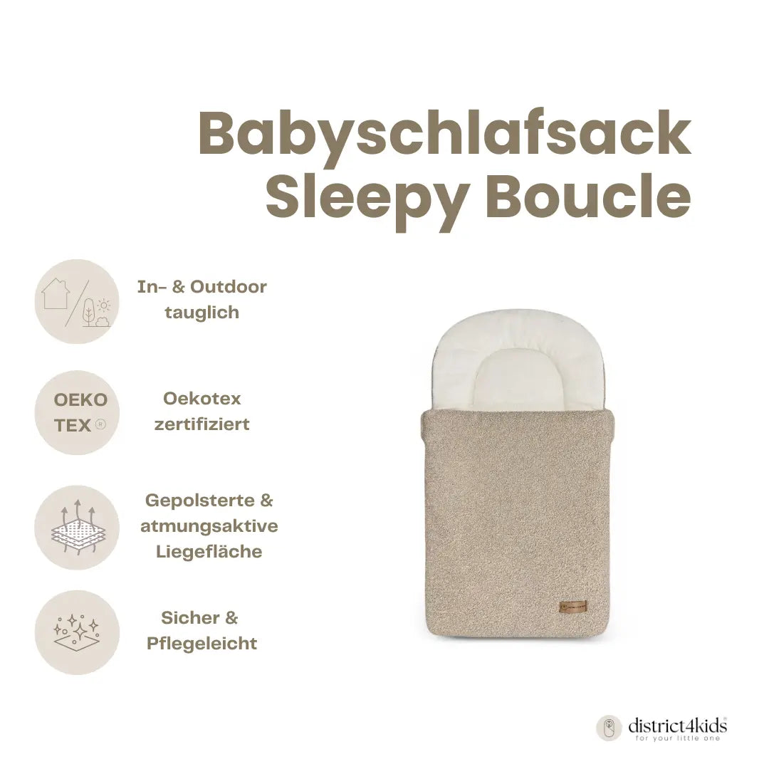 Babyschlafsack Sleepy Teddystoff Boucle - kuscheliger Ganzjahresschlafsack - Babyschlafsack