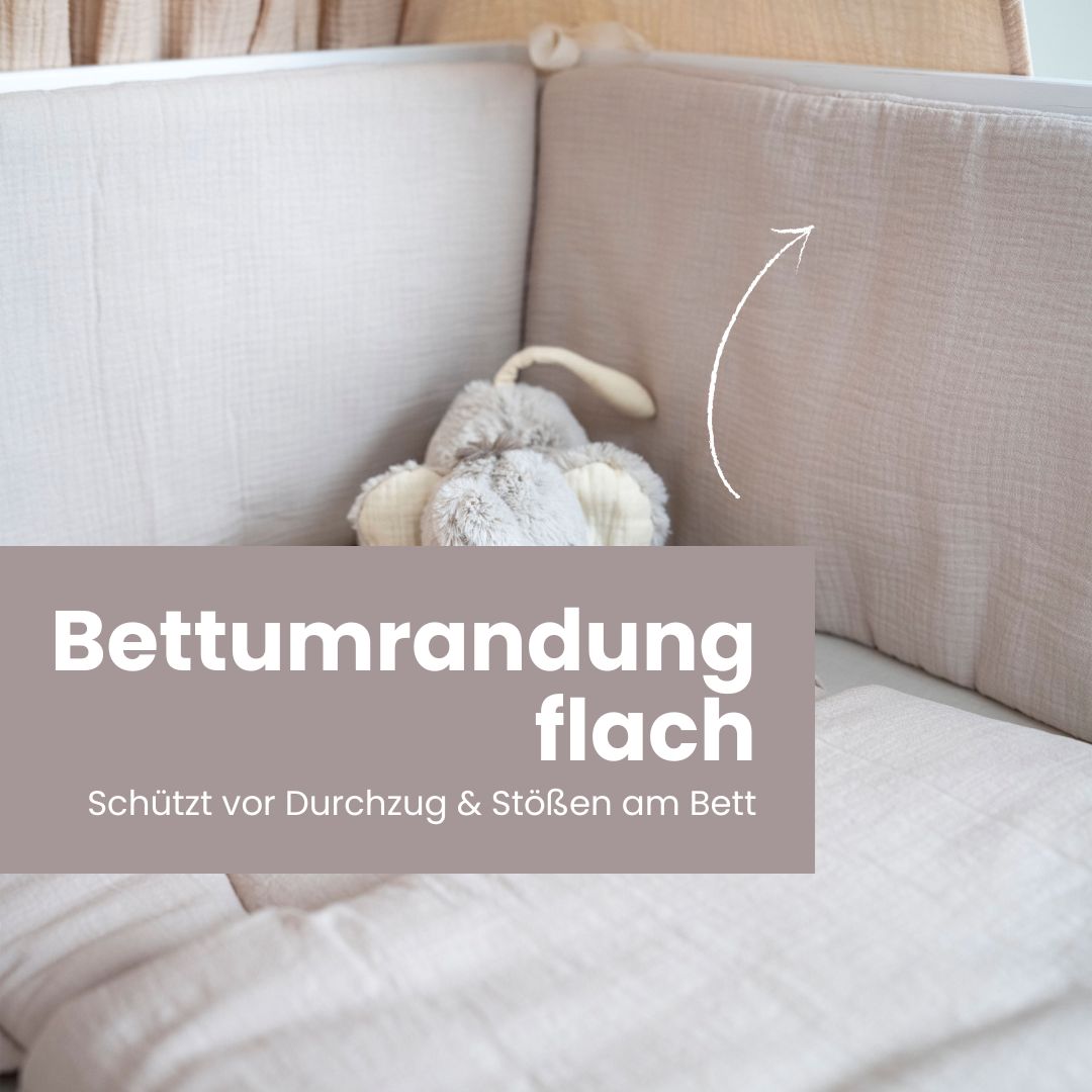 Bettumrandung Musselin für Babybett & Beistellbett – Weich Sicher & Handgefertigt - Bettumrandung
