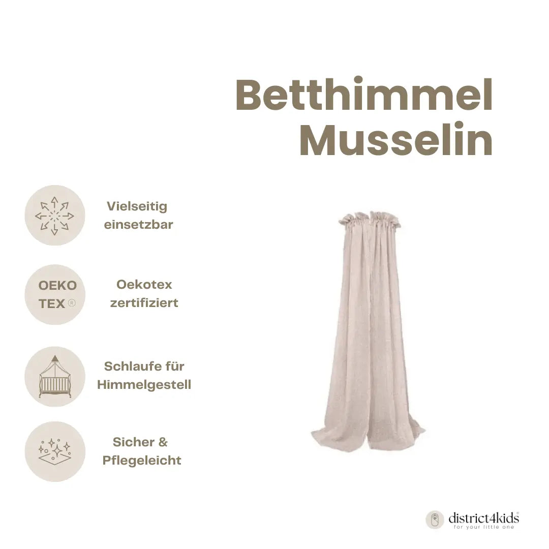 Betthimmel Musselin für Babybett & Kinderzimmer – atmungsaktiv & stilvoll - Baldachine & Betthimmel