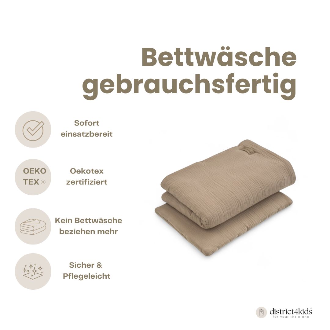 Bettwäsche gebrauchsfertig Musselin – Weich Atmungsaktiv & Perfekt - Bettwäsche