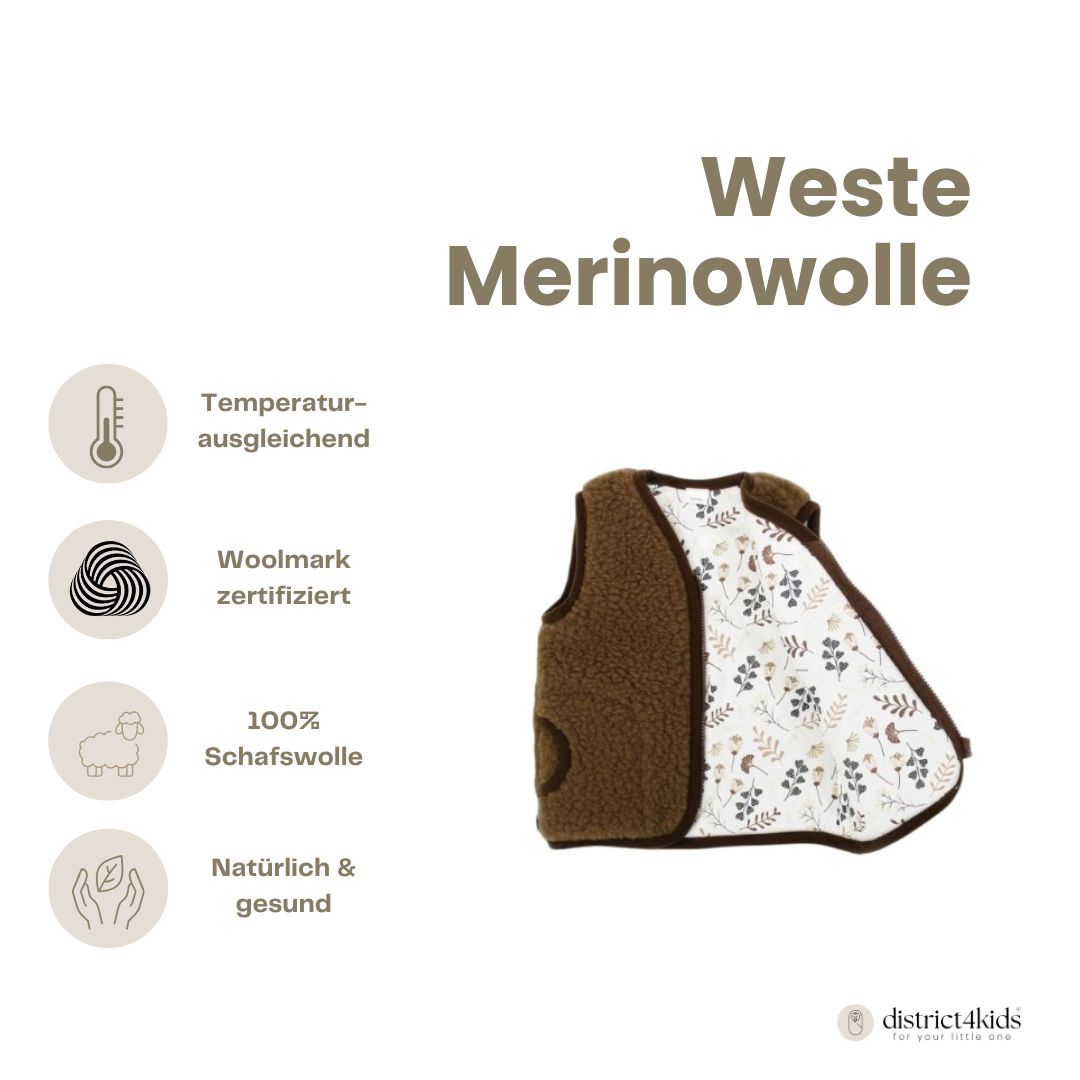 Merinoweste Muster für Kinder – atmungsaktiv & hautverträglich - Weste