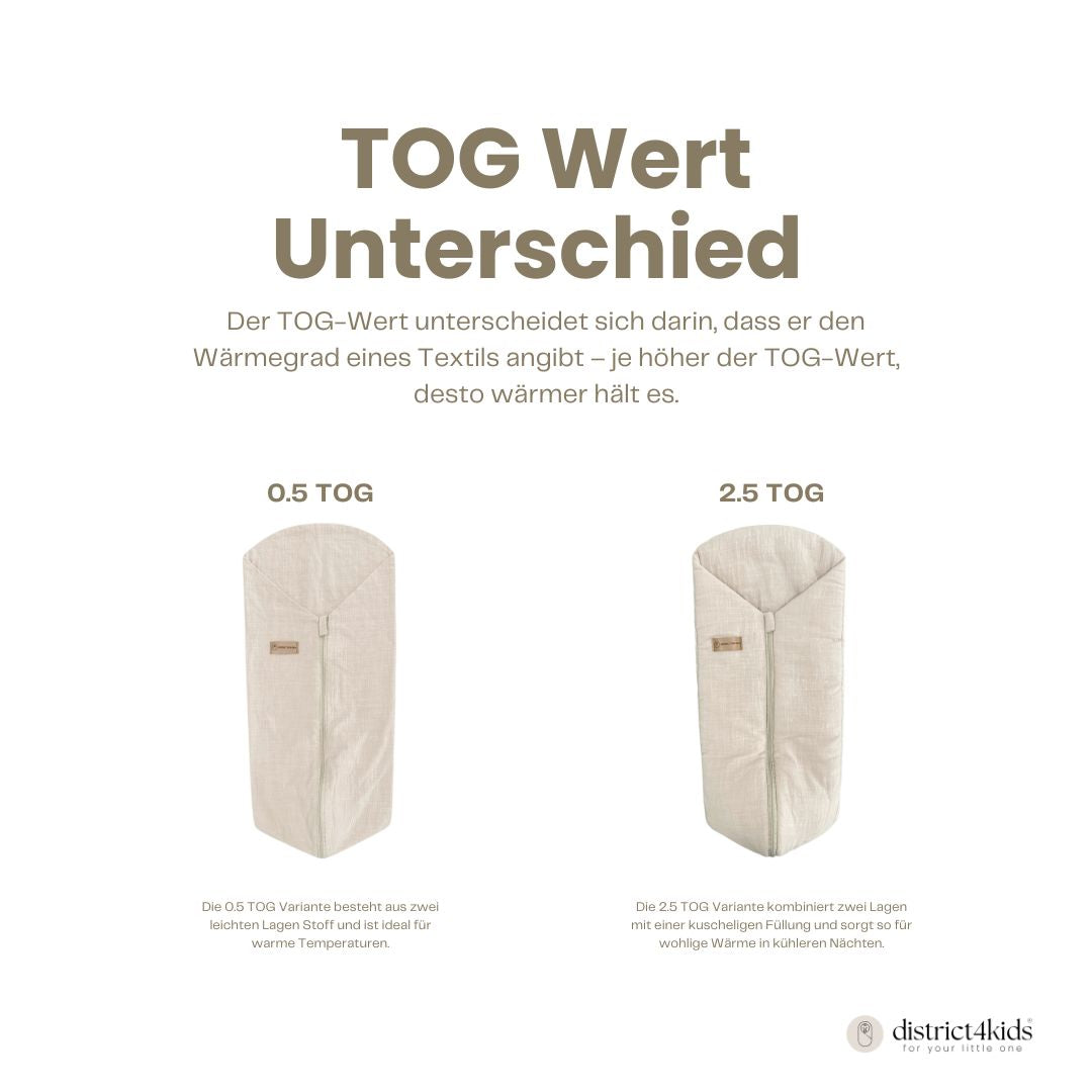 Pucksack Leinen mitwachsend - Atmungsaktiver Babyschlafsack - Pucksack