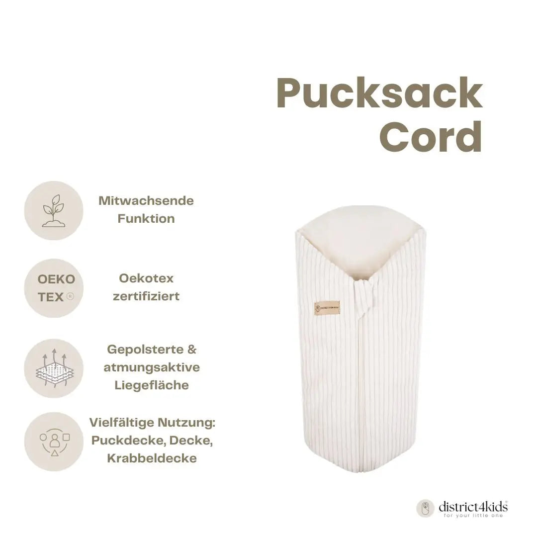 Pucksack Cord mitwachsend - Wärmender Ganzjahres Babyschlafsack - Pucksack