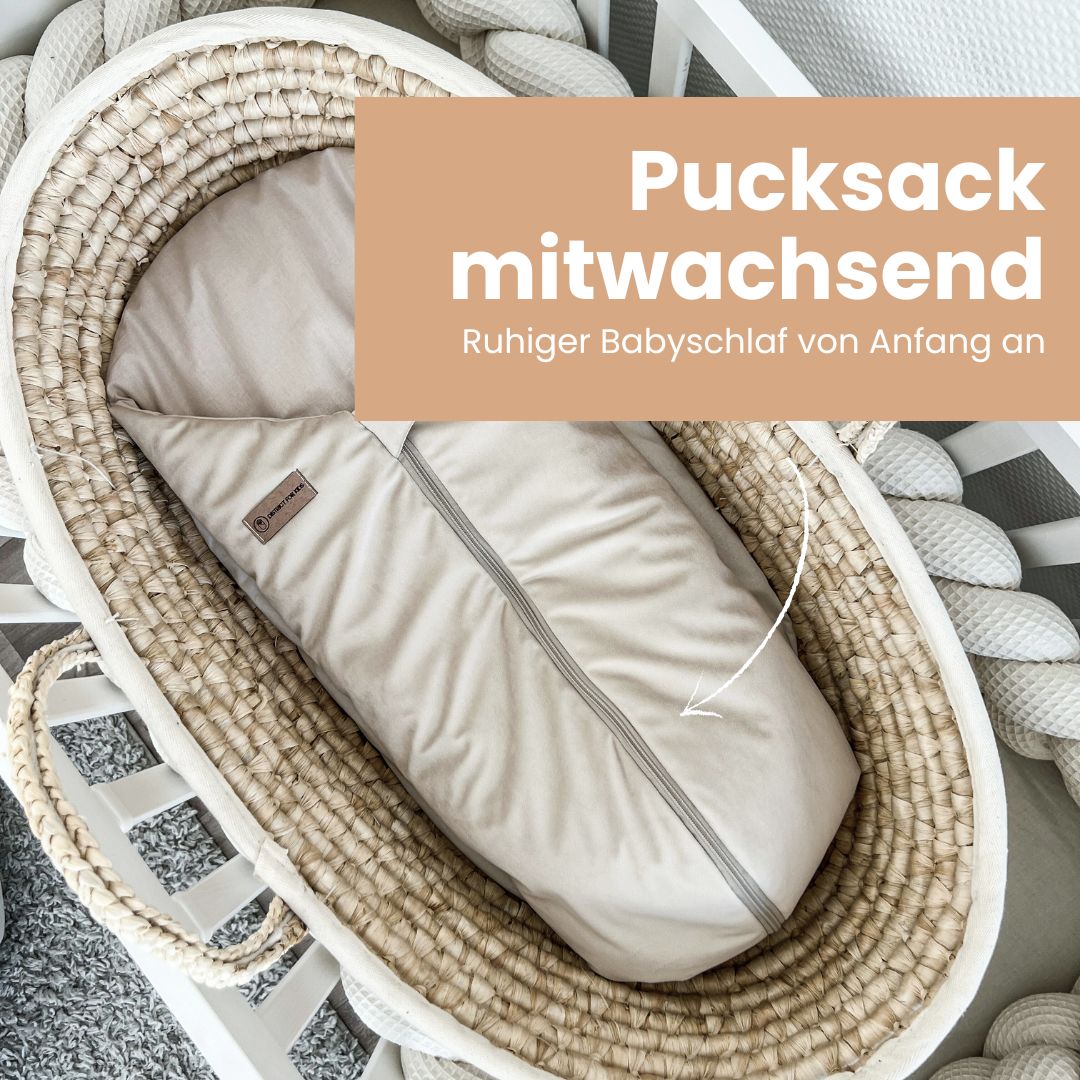 Pucksack Velours mitwachsend – Ganzjahres Babyschlafsack & Einschlafhilfe Pucksack