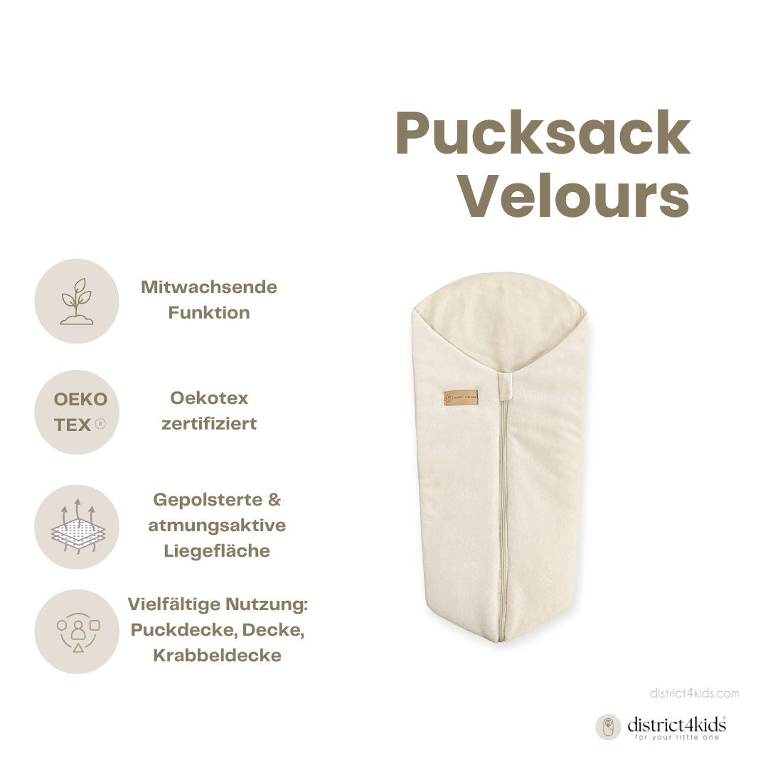 Pucksack Velours mitwachsend – Ganzjahres Babyschlafsack & Einschlafhilfe Pucksack
