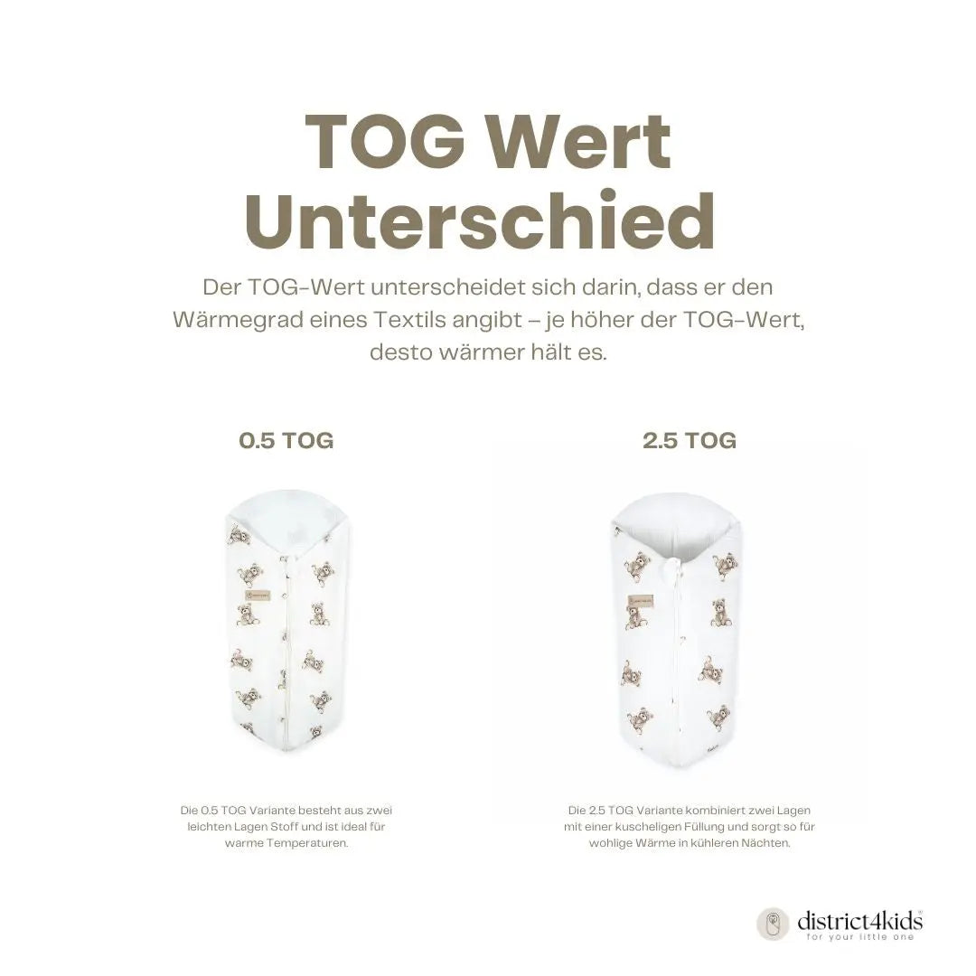 Pucksack Musselin Teddybär mitwachsend – Ganzjahres Babyschlafsack ab Geburt - Pucksack