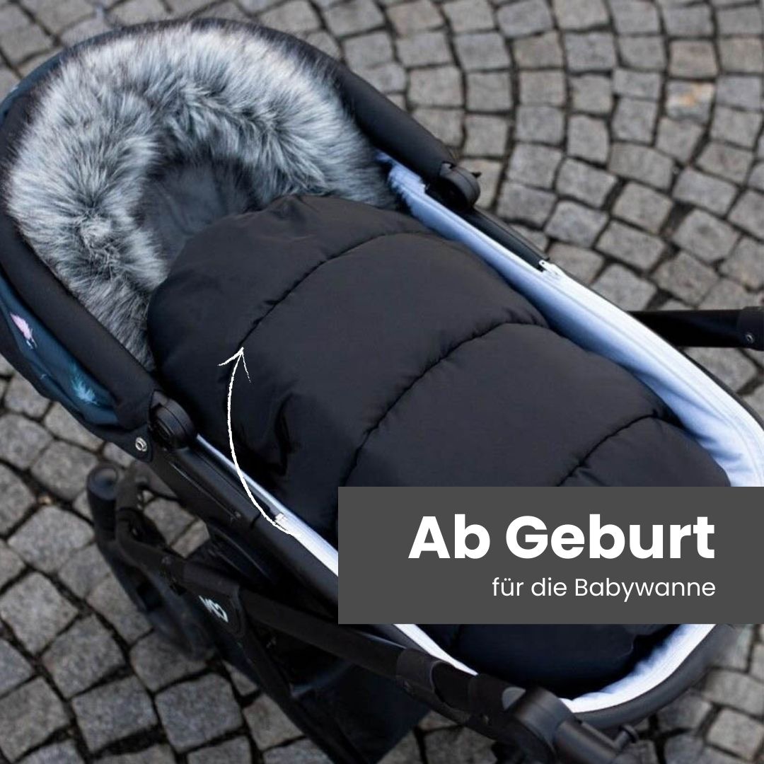 Winterfußsack wasserabweisend mit Fell – für Kinderwagen Winterfußsack