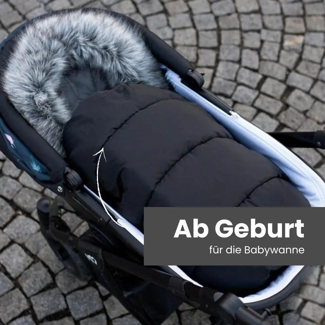 Winterfußsack wasserabweisend mit Fell – für Kinderwagen Winterfußsack