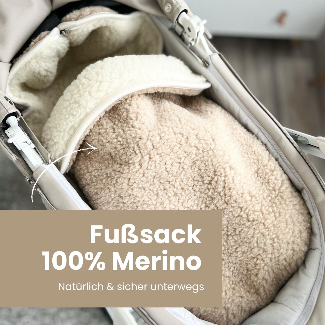 Winterfußsack Schlafsack Merinowolle – für Babywanne & Kinderwagen Winterfußsack