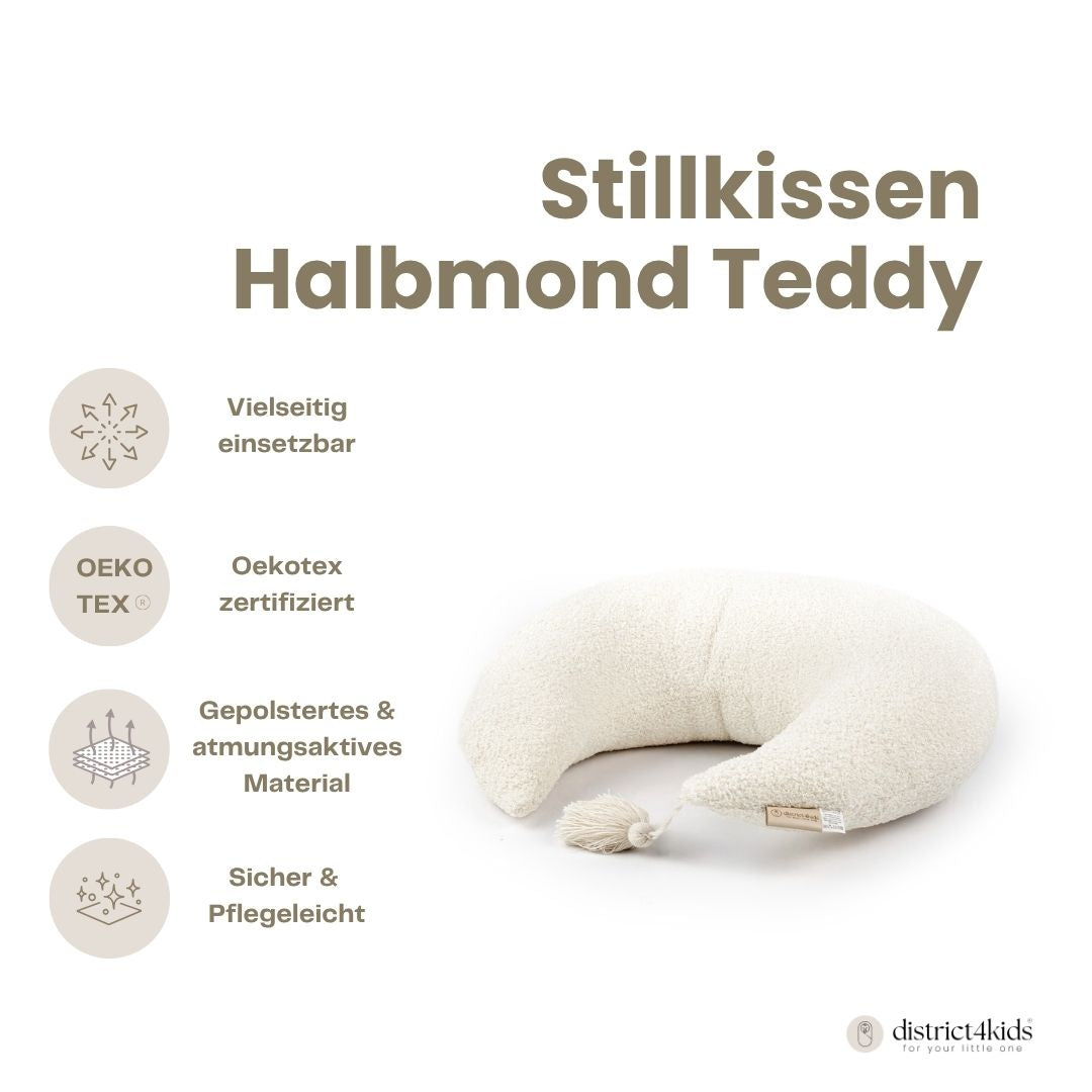 Stillkissen Halbmond Teddystoff Boucle – Komfort Unterstützung & stilvolle Optik - Stillkissen