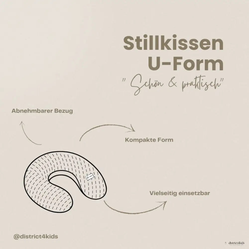 Stillkissen U-Form Bio Baumwolle mit abnehmbarem Bezug - ergonomisches Mondstillkissen - Natur - Stillkissen