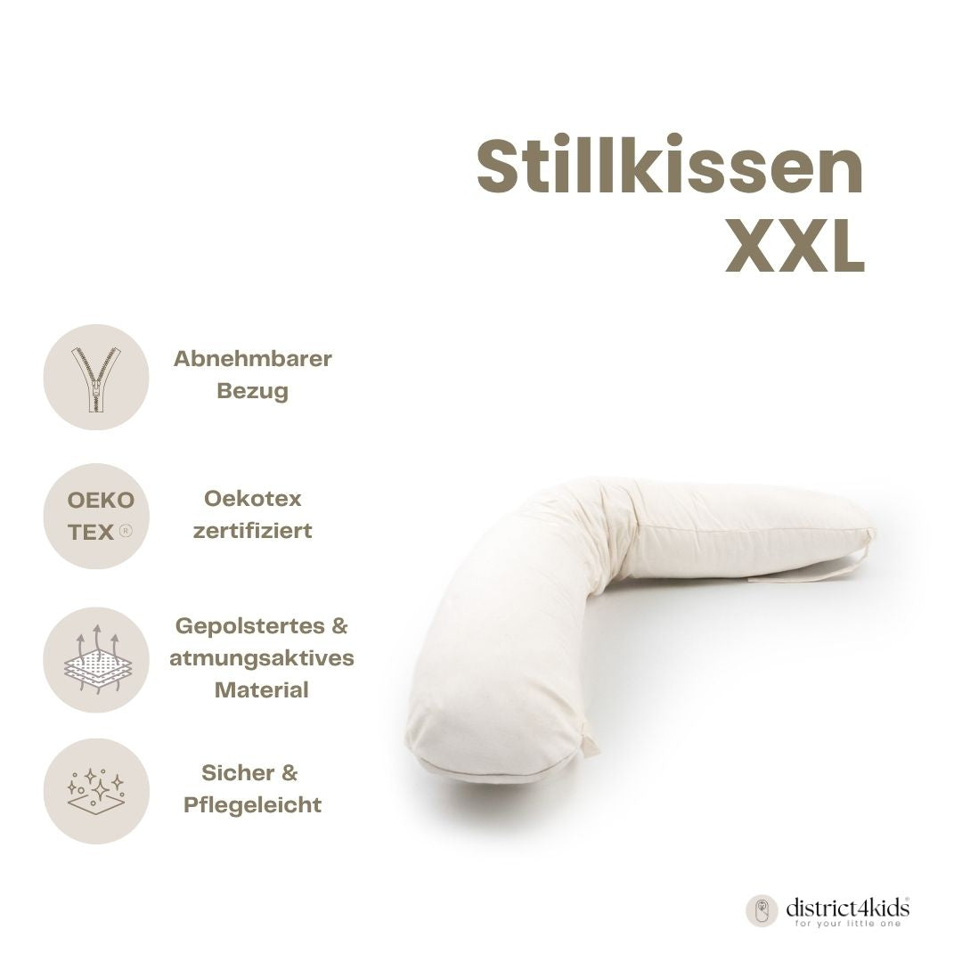 Stillkissen & Schwangerschaftskissen Bio Baumwolle XXL – ergonomisch weich & vielseitig - Stillkissen