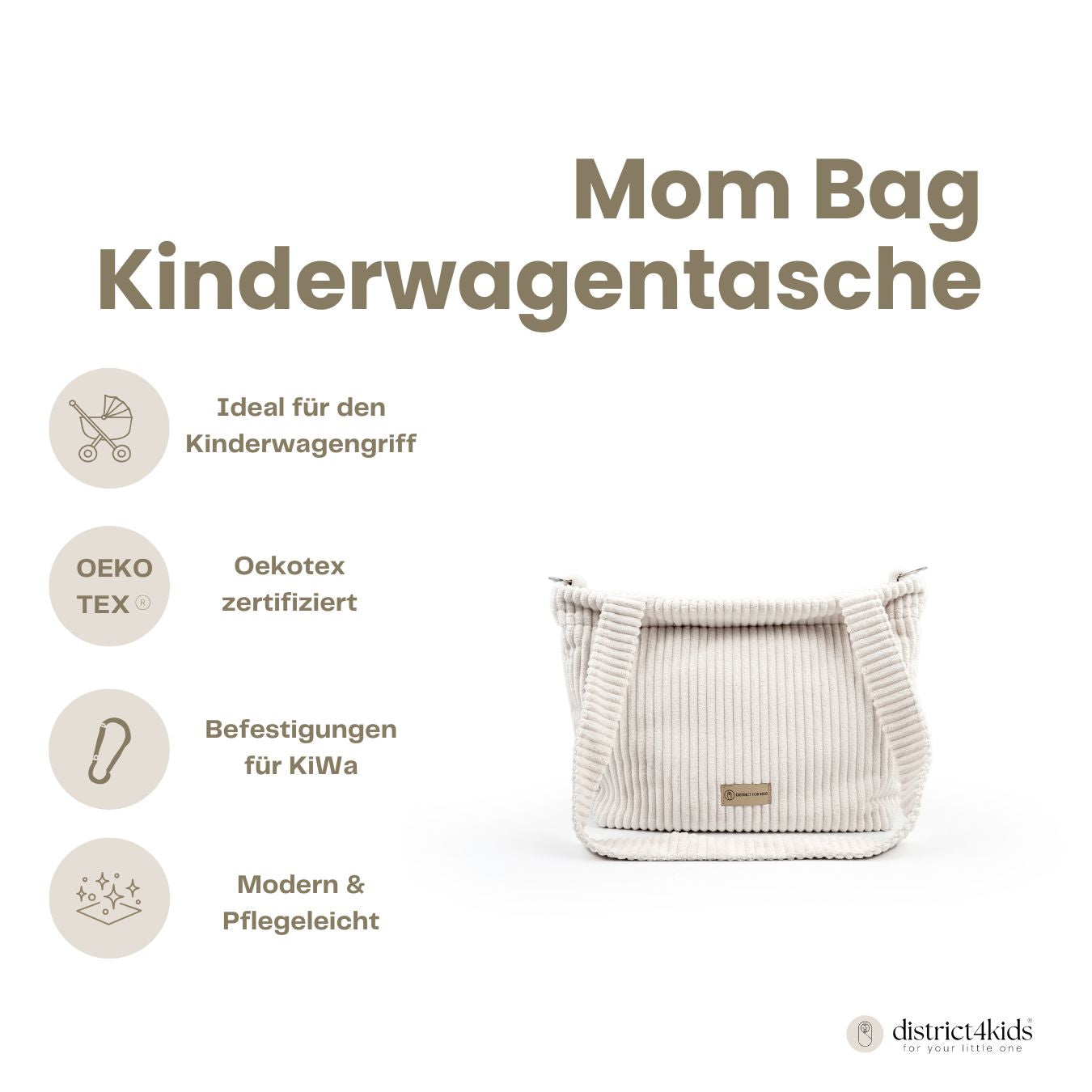 Wickeltasche Cord für den Kinderwagen - Mom bag - Wickeltasche