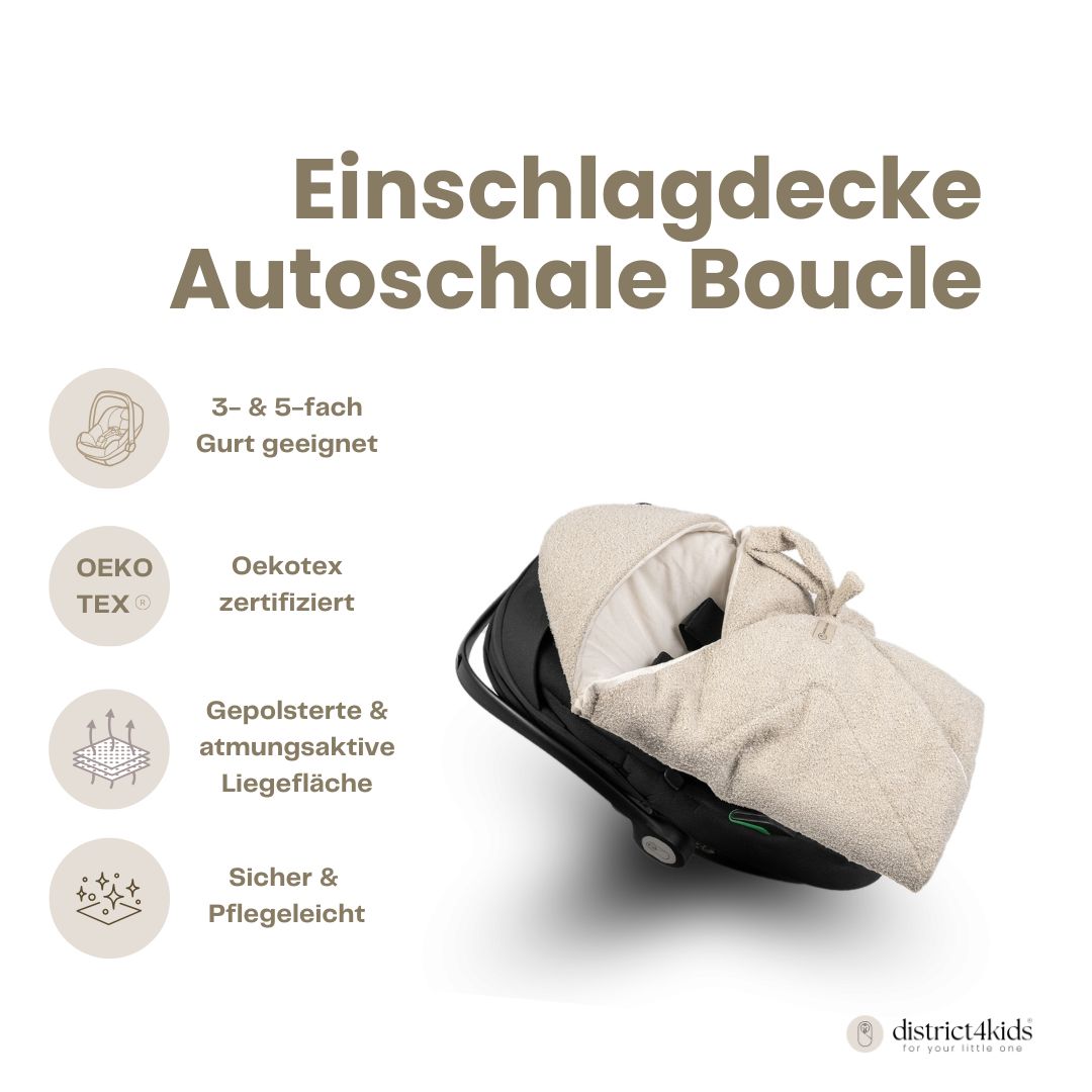 Einschlagdecke Teddystoff Boucle – ideal für jede Autoschale - Fußsäcke